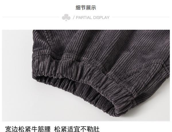 格林小客宝宝春款灯芯绒长裤男女童棉类绣字母工装裤儿童韩版裤子