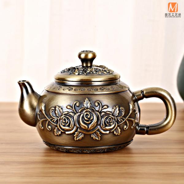 青铜复古欧式玟玫花茶具6件套