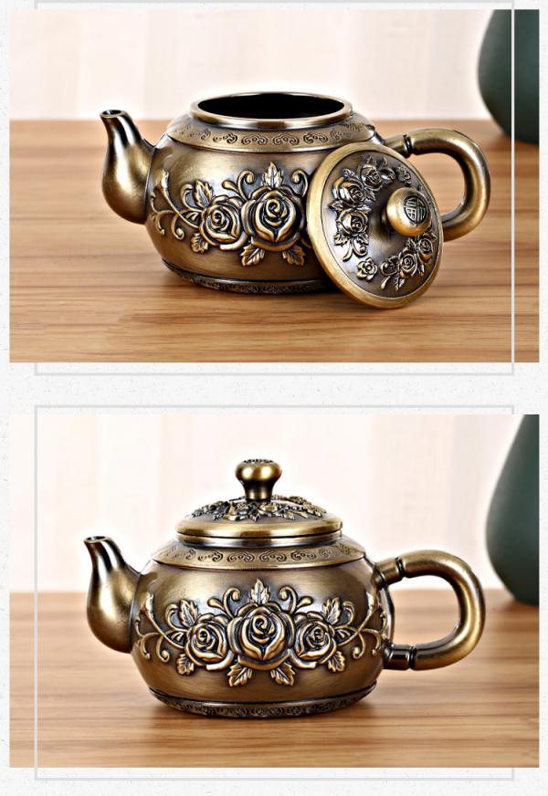 青铜复古欧式玟玫花茶具6件套